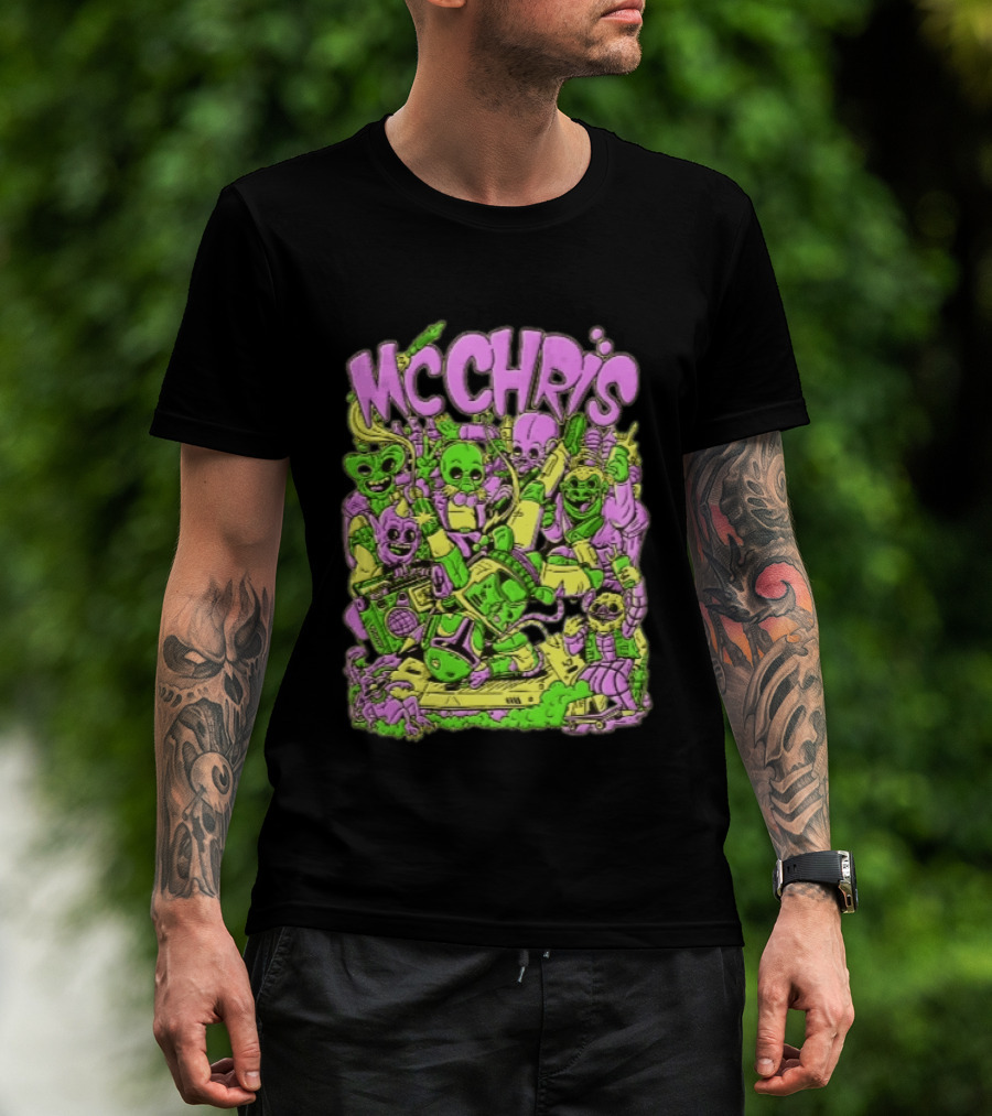 MC Chris Cartoon Characters Party Alien Boombox Fun T-Shirt