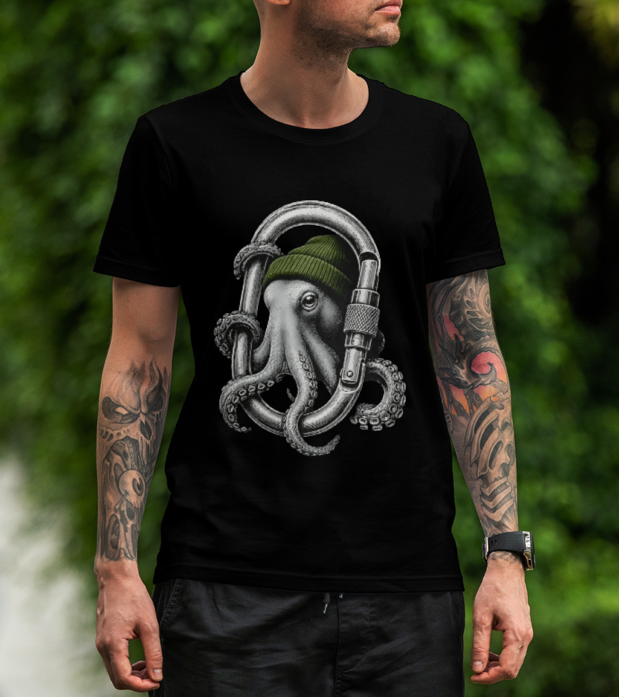 Octopus With Beanie Inside Carabiner T-Shirt