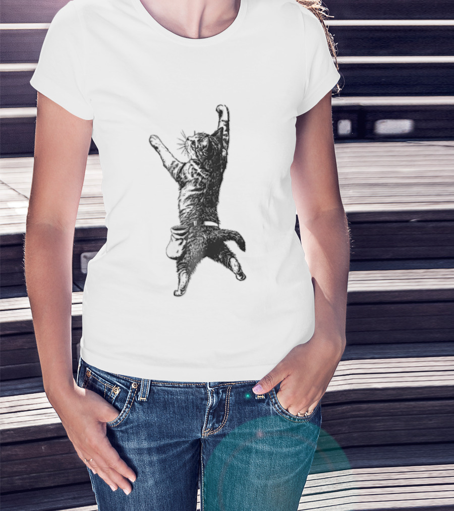 Cat Climbing Adventure With Chalk Bag T-Shirt
