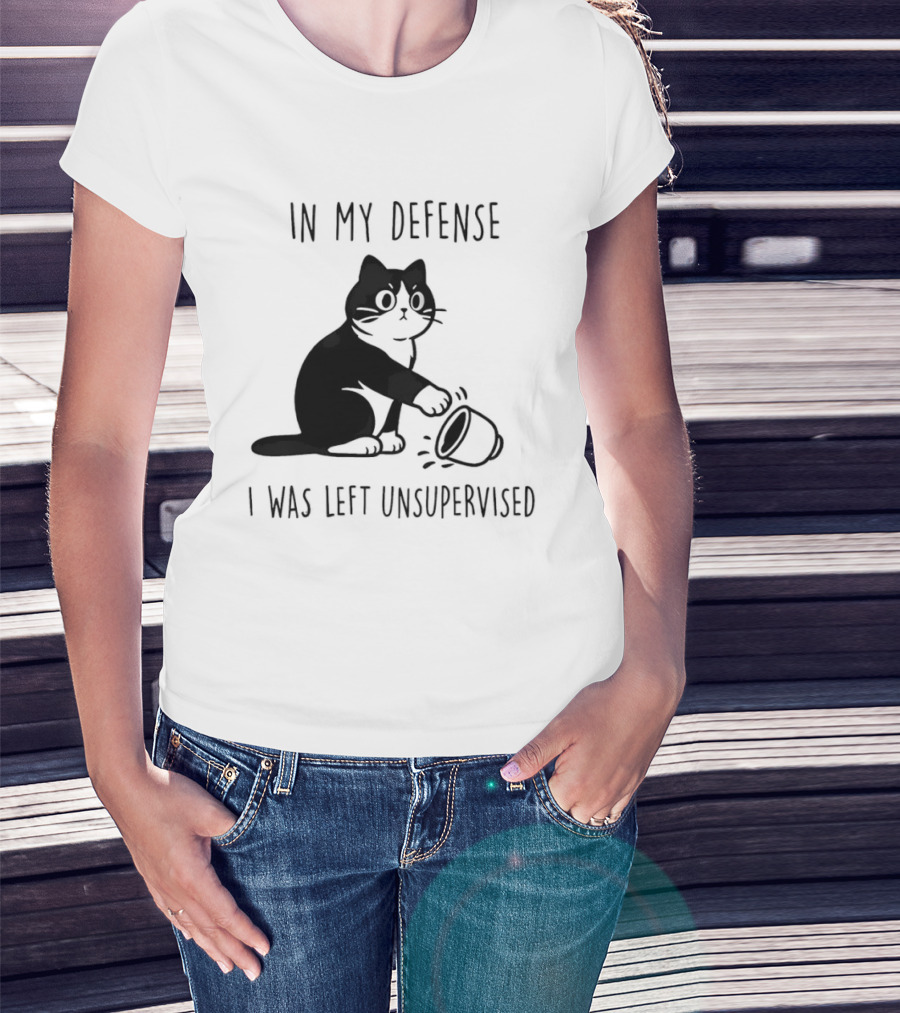 In My Defense I Was Left Unsupervised Cat With T-Shirt