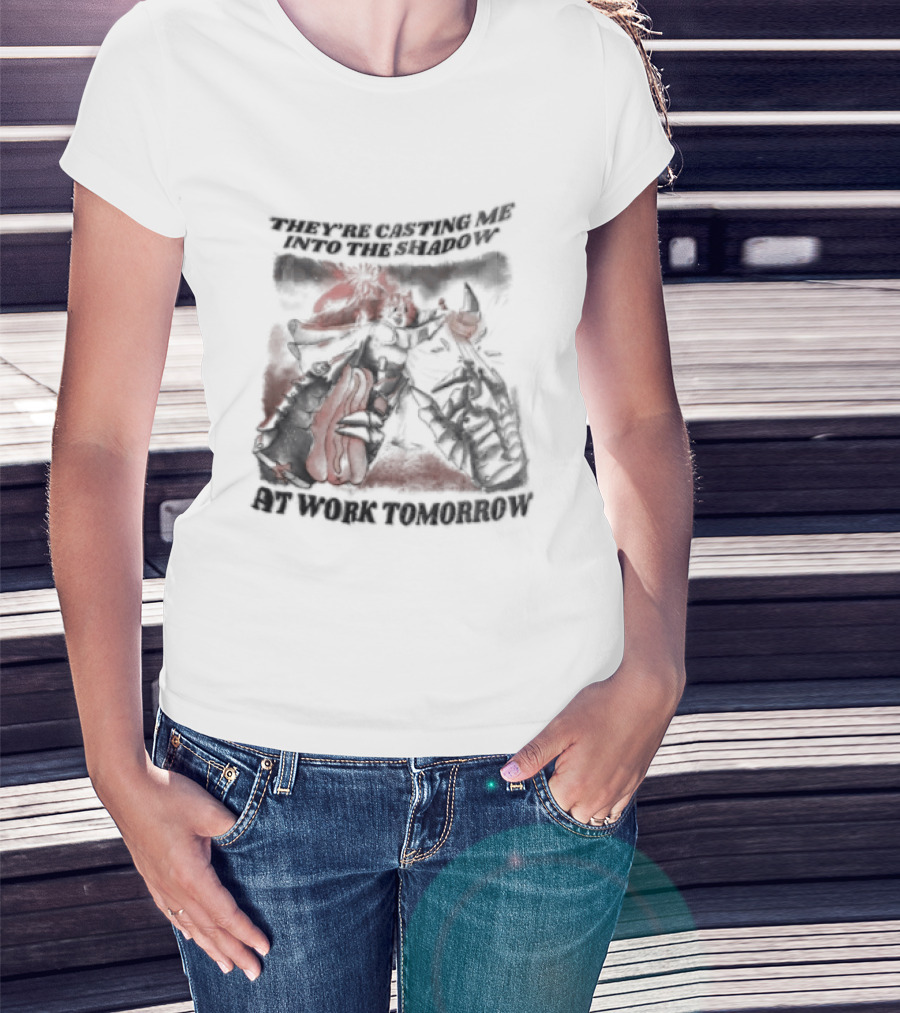 Cat They're Casting Me Into The Shadow At Work Tomorrow Cute Whimsical Feline T-Shirt
