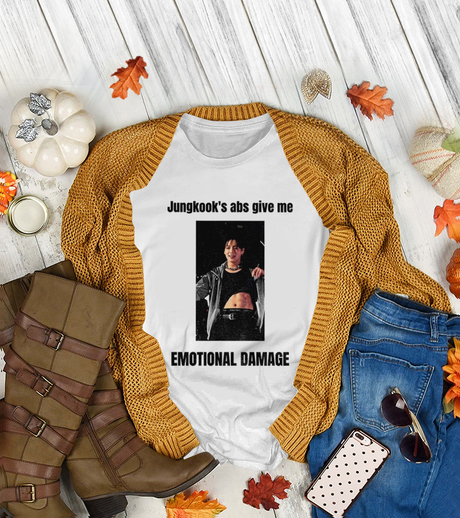 Jungkook's Abs Give Me Emotional Damage Fandom Trend T-Shirt