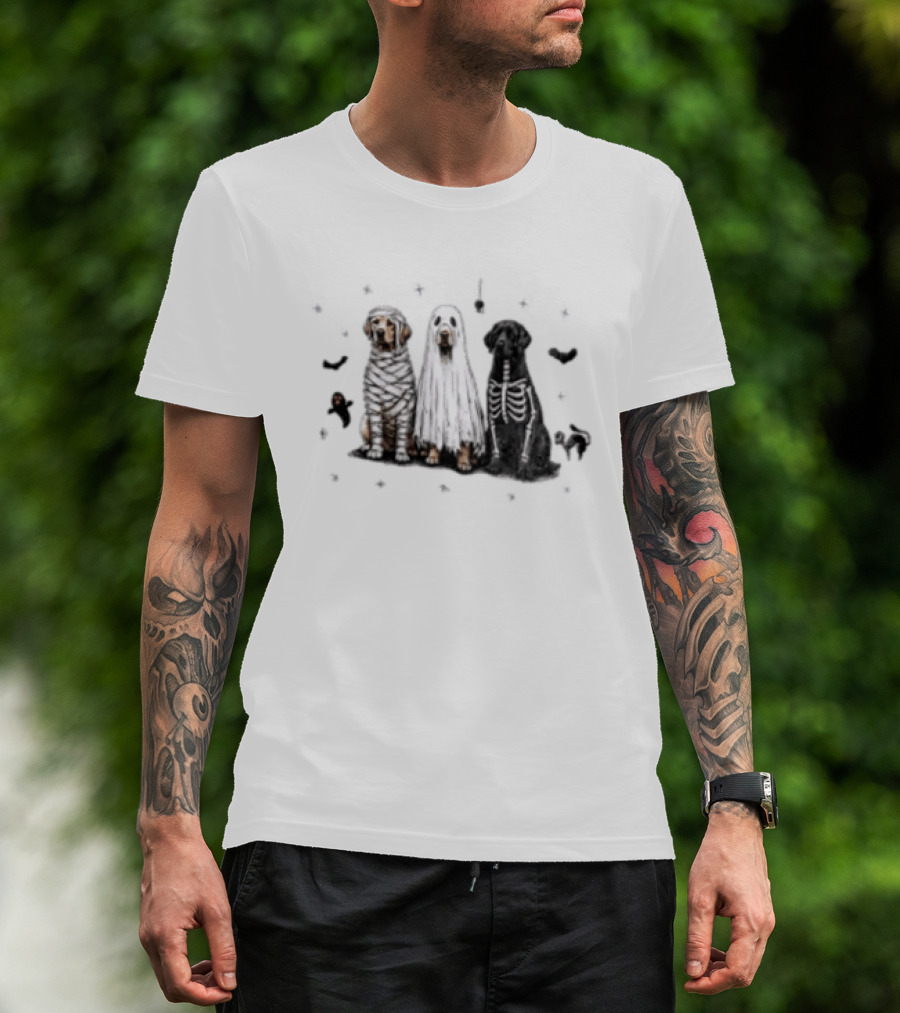 Labrador Retriever Mummy Ghost Skeleton Halloween Costume Dogs T-Shirt