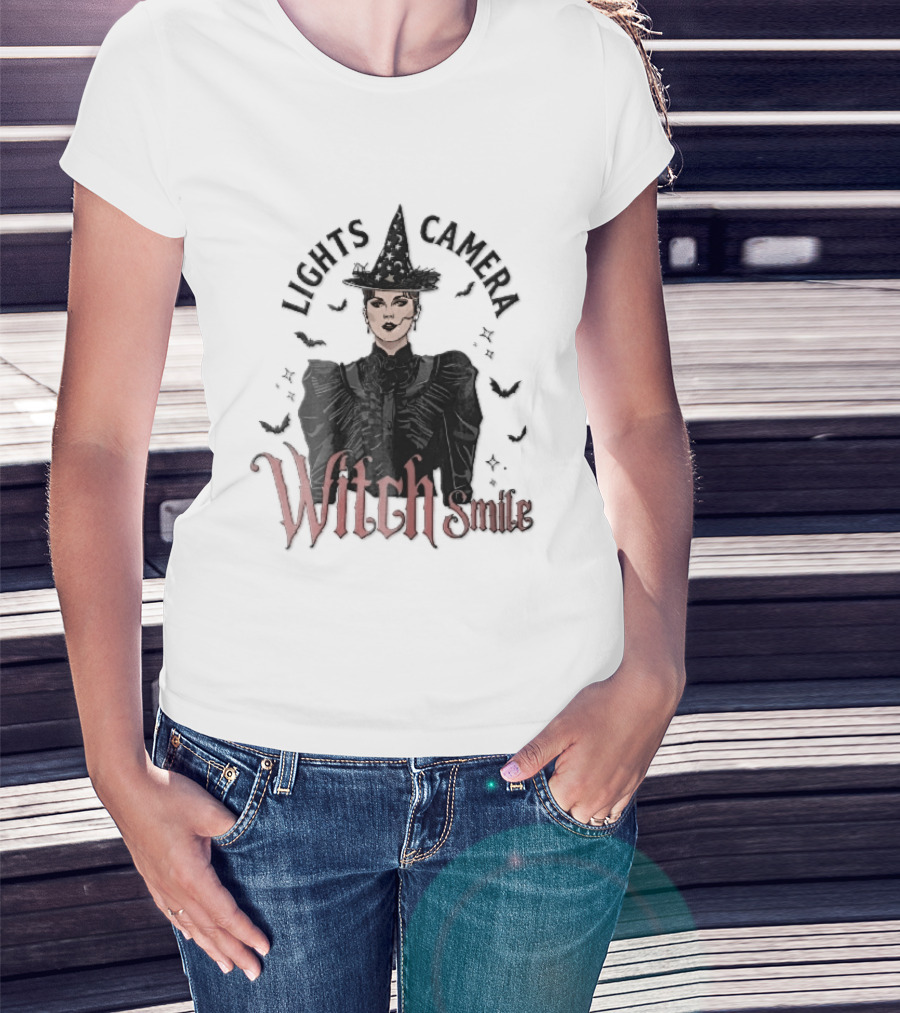 Lights Camera Witch Smile Horror Movie Halloween Magic T-Shirt