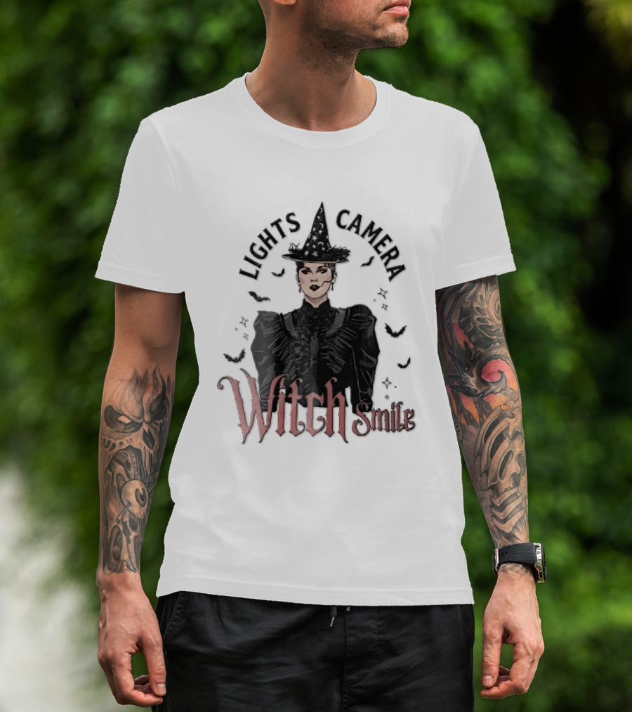 Lights Camera Witch Smile Horror Movie Halloween Magic T-Shirt
