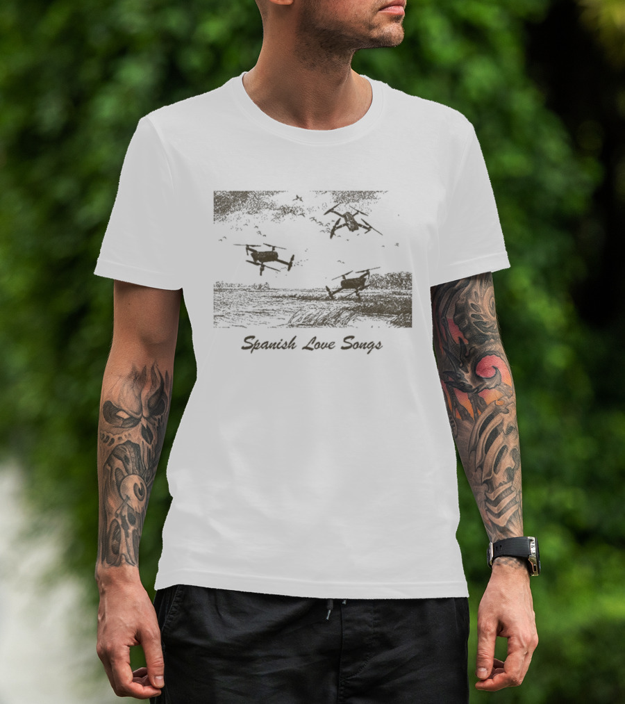 Spanish Love Songs Drone Scenic Landscape With Flying Drones T-Shirt