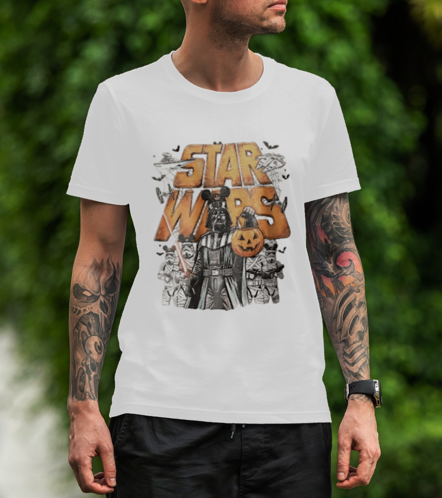 Star Wars Darth Vader Mickey Ears Stormtroopers Halloween Pumpkin T-Shirt
