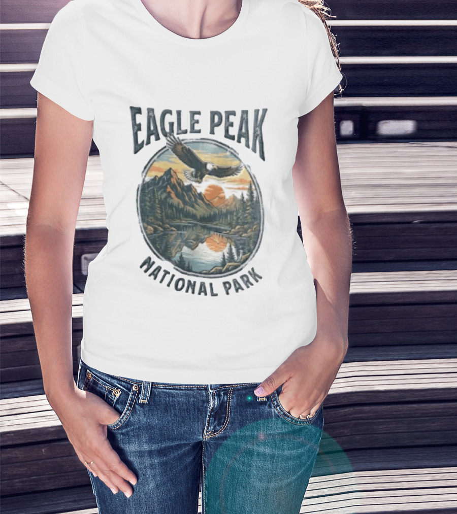 Eagle Peak National Park Eagle Mountains Lake Forest Sunset T-Shirt