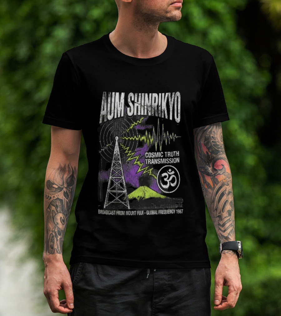 Aum Shinrikyo Cosmic Truth Transmission Broadcast Mount Fuji Global Frequency 1987 T-Shirt