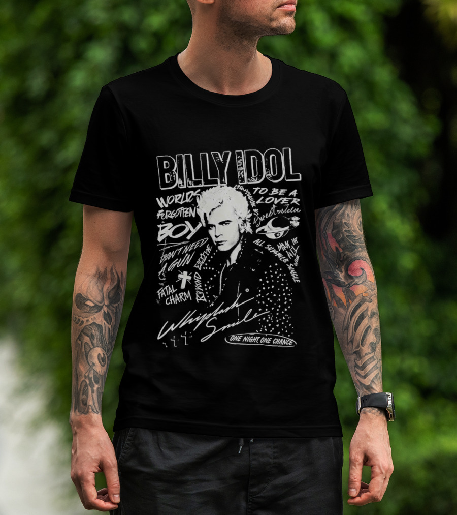 Billy Idol Whiplash Smile White Punk Print T-Shirt