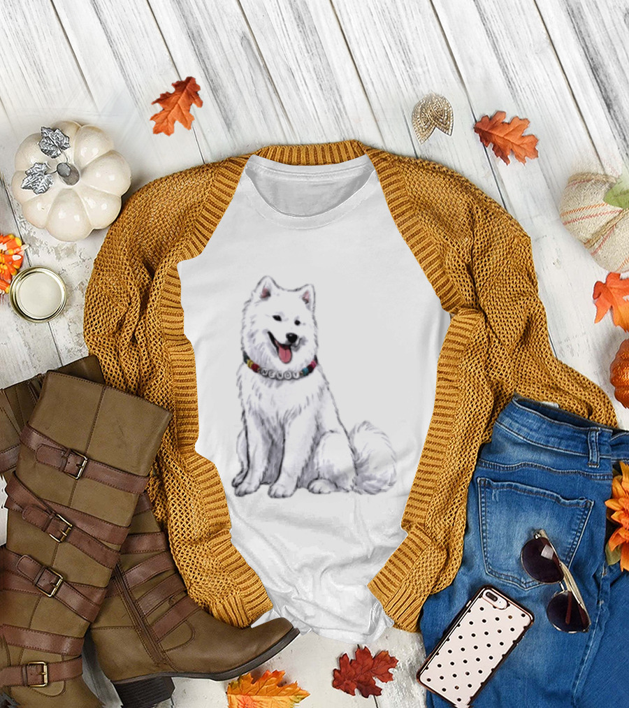 Wendy Kelce Swift Dog Collar Necklace Cute Samoyed T-Shirt