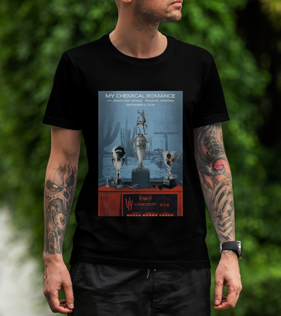 My Chemical Romance With Jimmy Eat World Phoenix Arizona September 6 2026 Trophy T-Shirt