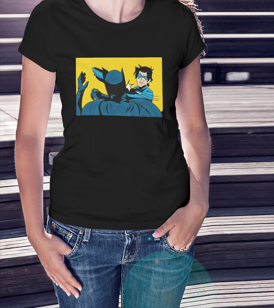 Nightwing Slapping Batman Meme Comic Panel Yellow T-Shirt