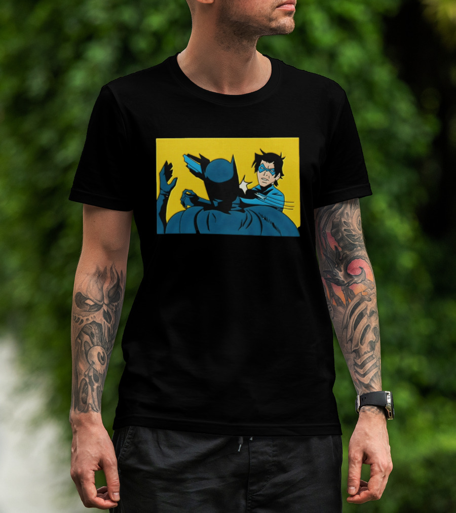 Nightwing Slapping Batman Meme Comic Panel Yellow T-Shirt