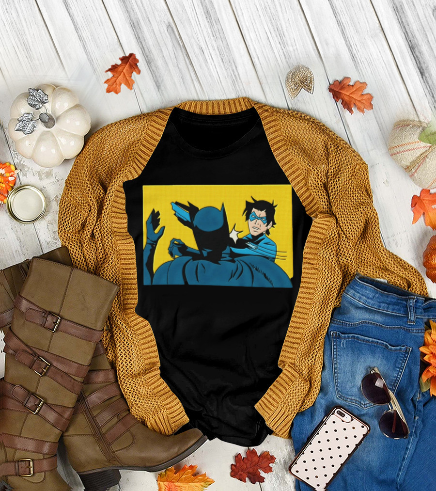 Nightwing Slapping Batman Meme Comic Panel Yellow T-Shirt