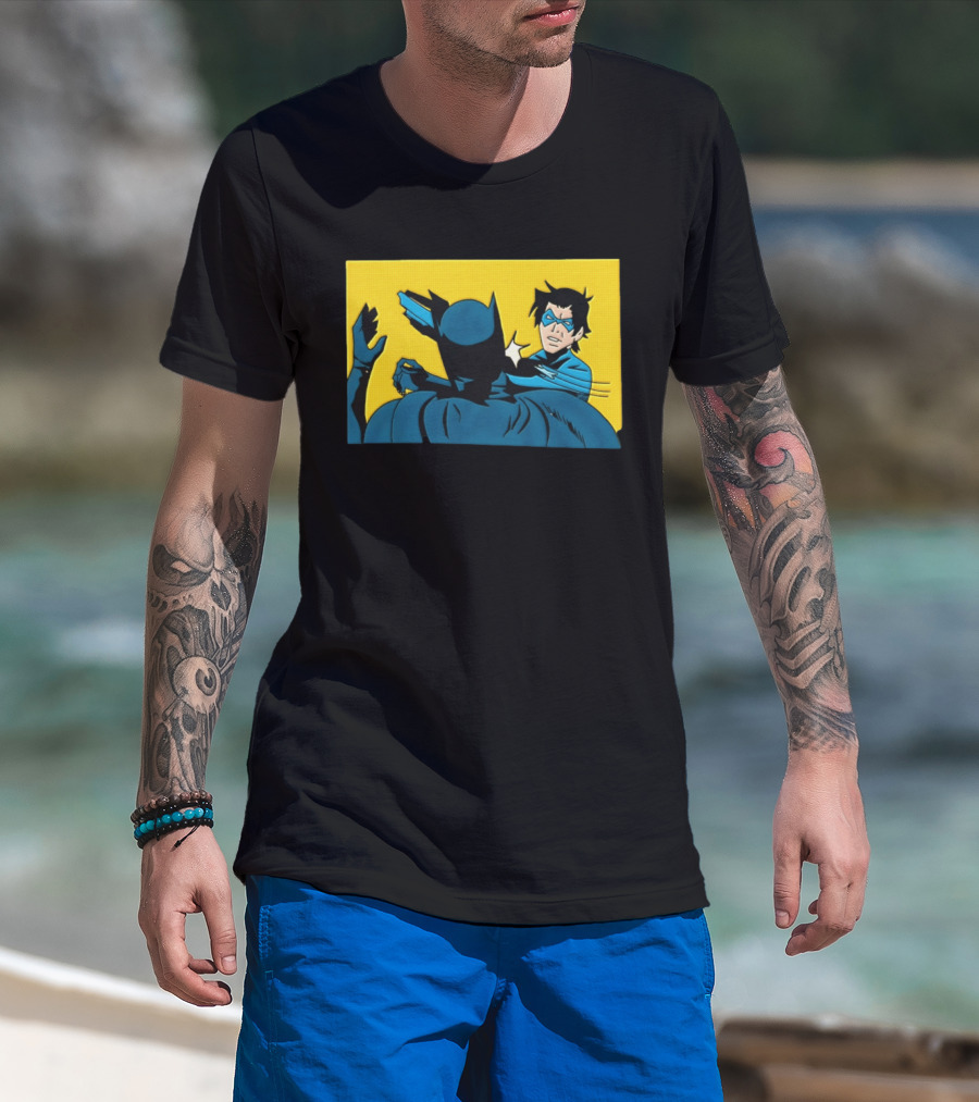 Nightwing Slapping Batman Meme Comic Panel Yellow T-Shirt