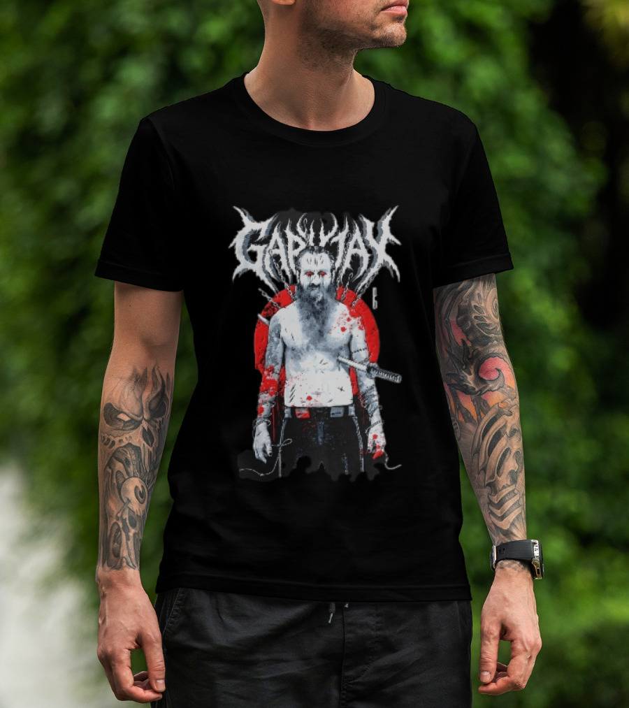 Gapjax Bloody Man Katana Sword Barbed Wire T-Shirt