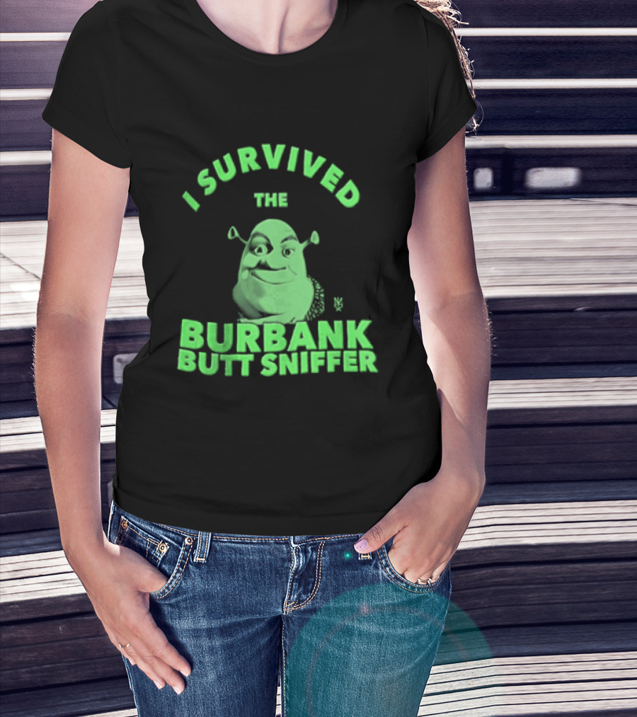 Shrek I Survived The Burbank Butt Sniffer Green Character Mashup T-Shirt
