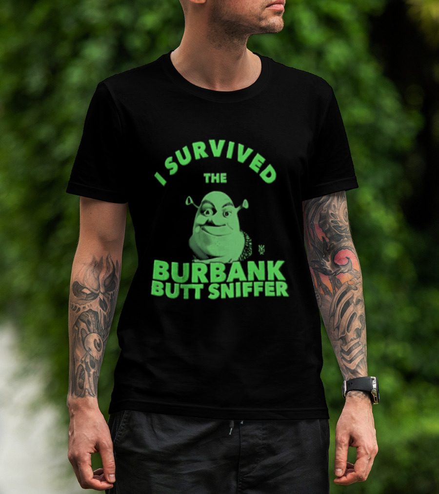 Shrek I Survived The Burbank Butt Sniffer Green Character Mashup T-Shirt
