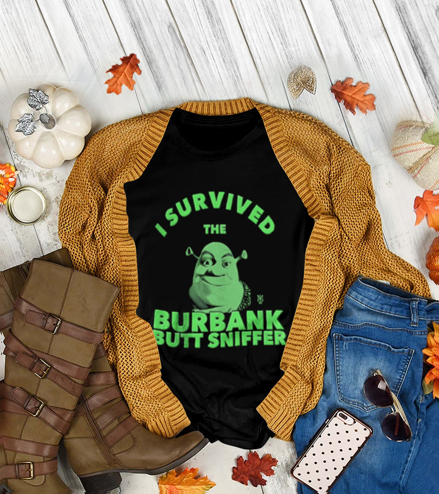 Shrek I Survived The Burbank Butt Sniffer Green Character Mashup T-Shirt