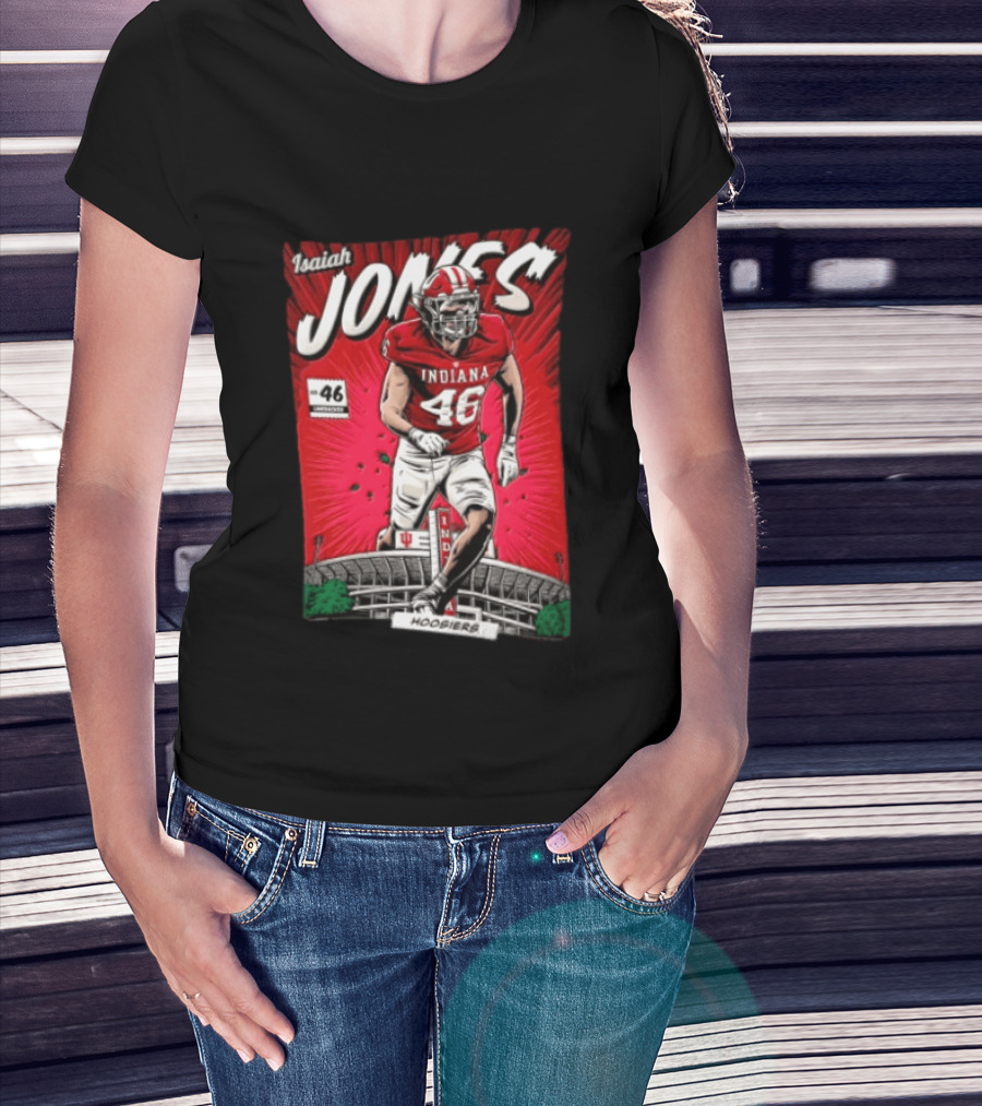 Indiana Hoosiers #46 Isaiah Jones Comic Stadium Edition T-Shirt