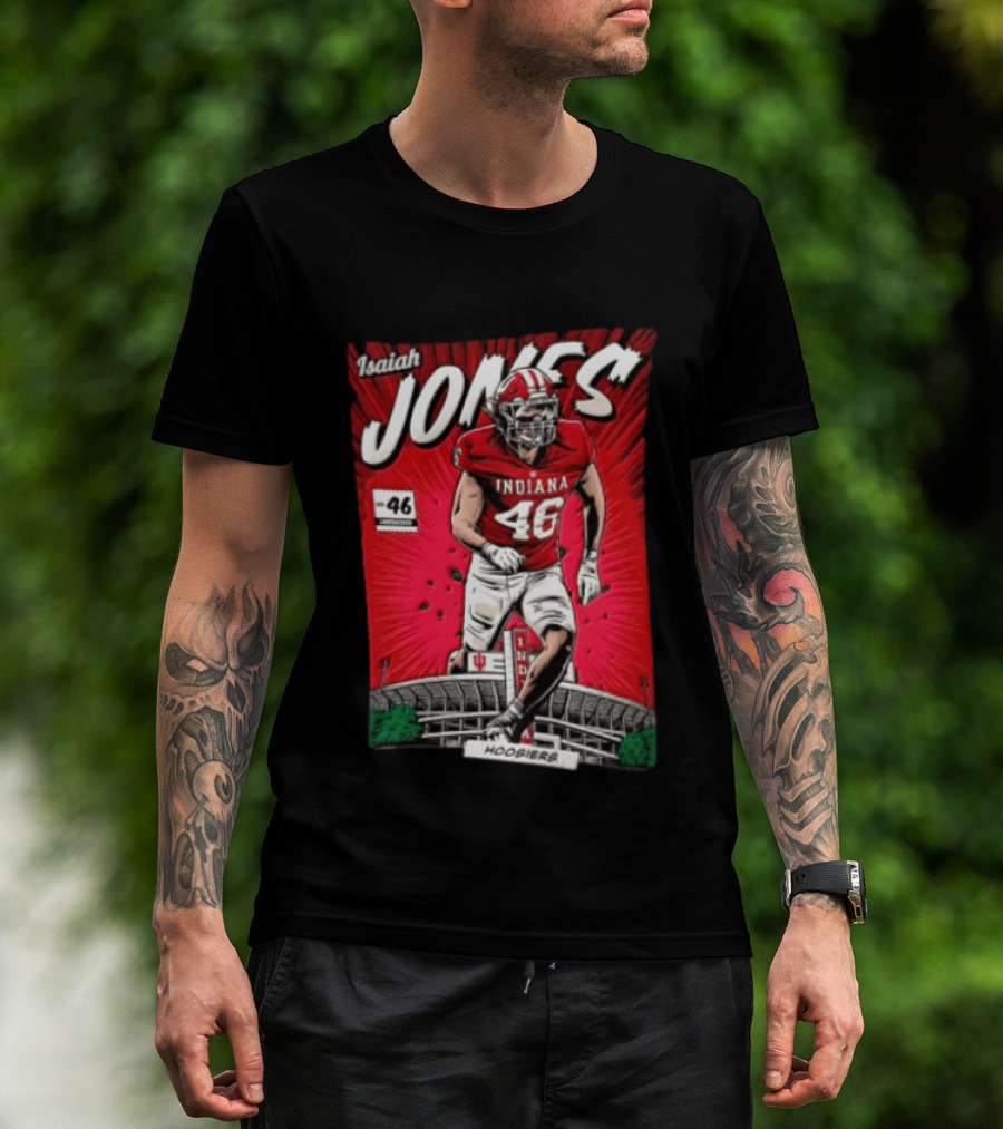 Indiana Hoosiers #46 Isaiah Jones Comic Stadium Edition T-Shirt