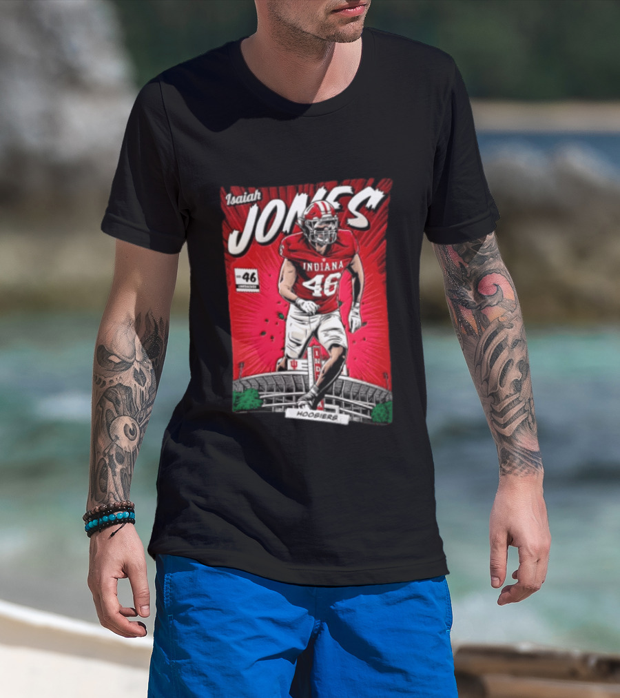 Indiana Hoosiers #46 Isaiah Jones Comic Stadium Edition T-Shirt