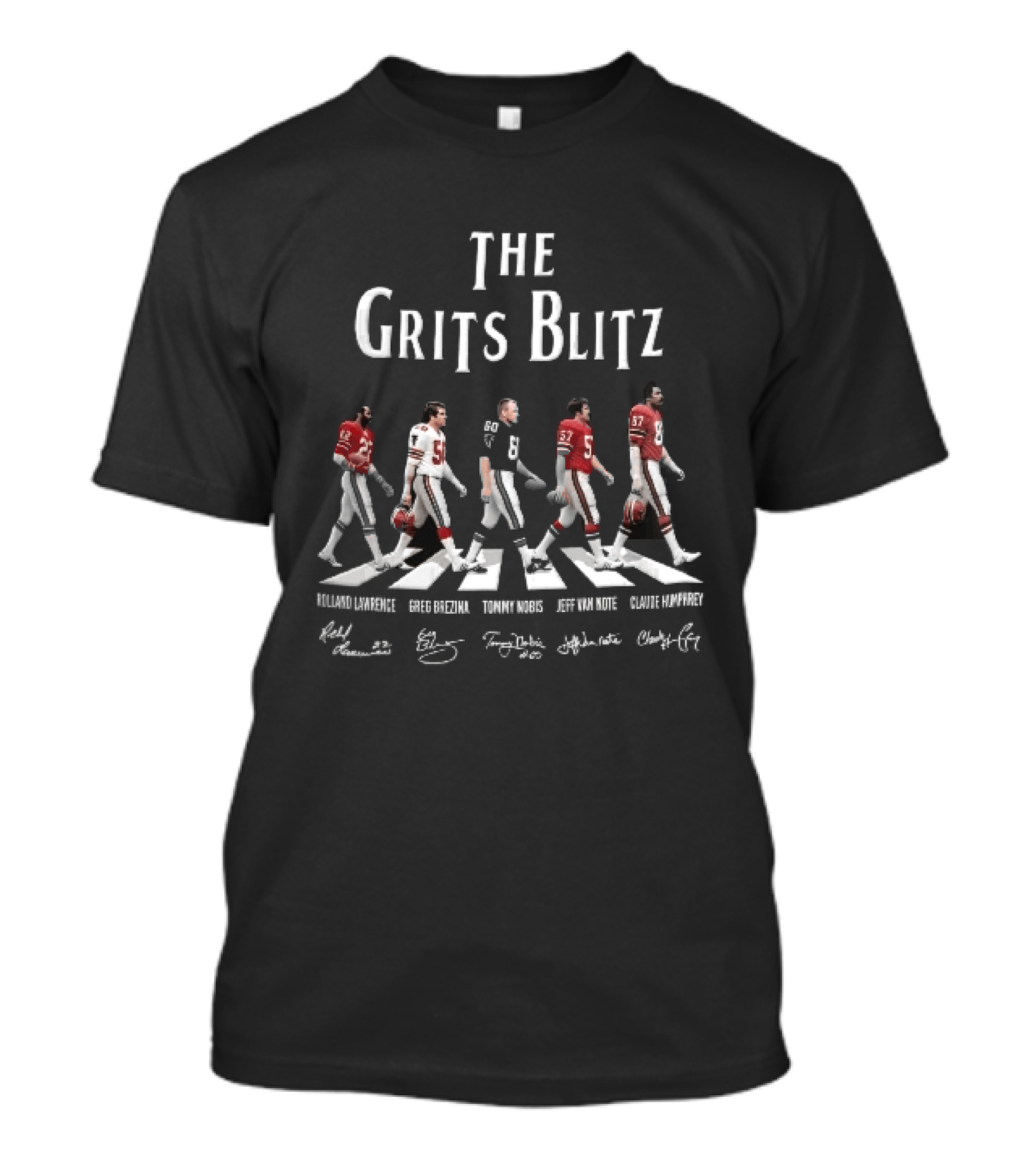 Atlanta Falcons The Grits Blitz Rolland Lawrence Greg Brezina Joel Williams Abbey Road Crosswalk Roster Players T-Shirt