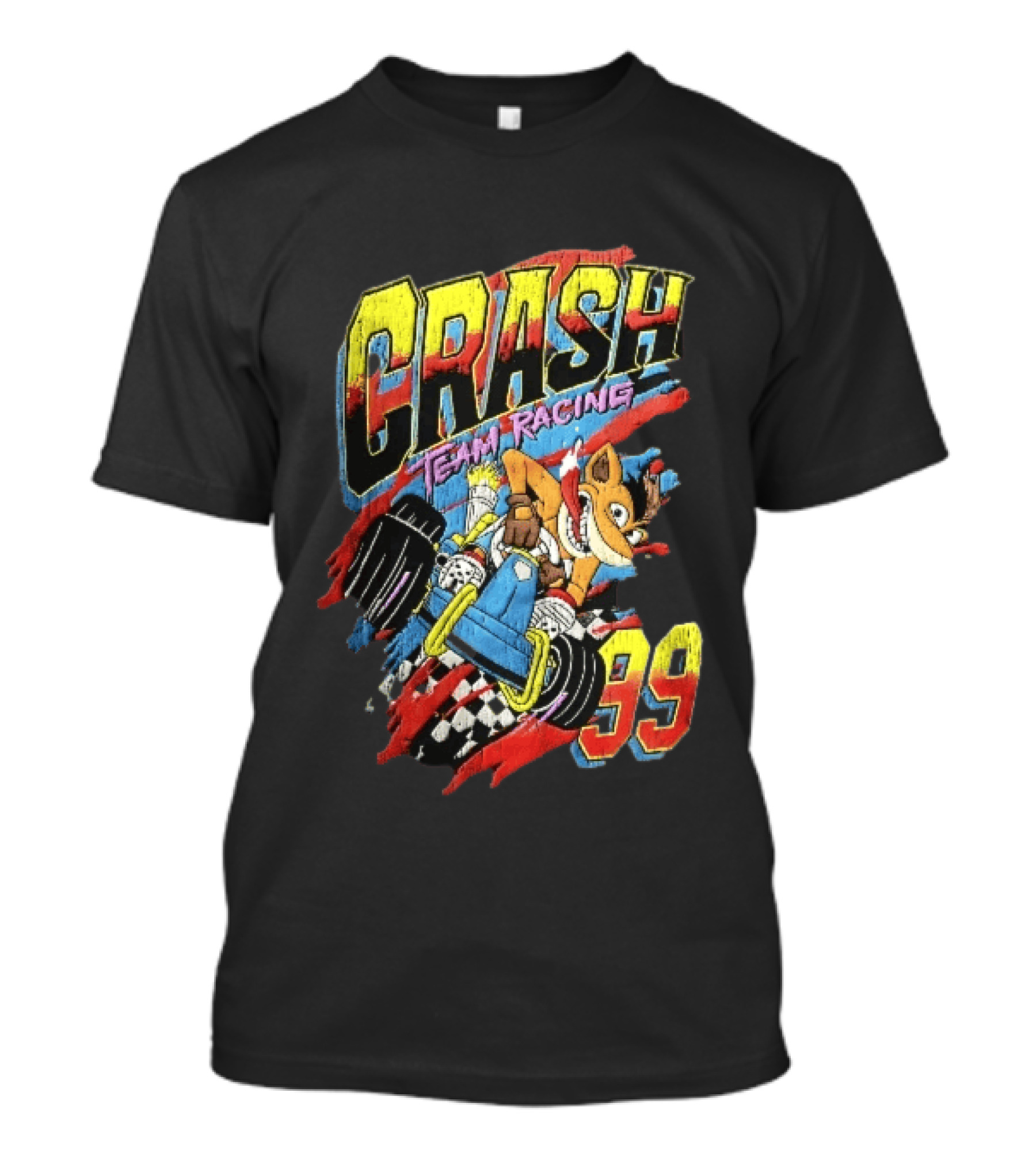 Crash Team Racing 99 Cartoon Bandicoot Go Kart Distressed T-Shirt