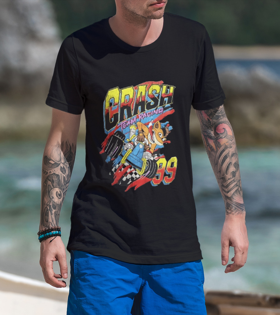 Crash Team Racing 99 Cartoon Bandicoot Go Kart Distressed T-Shirt