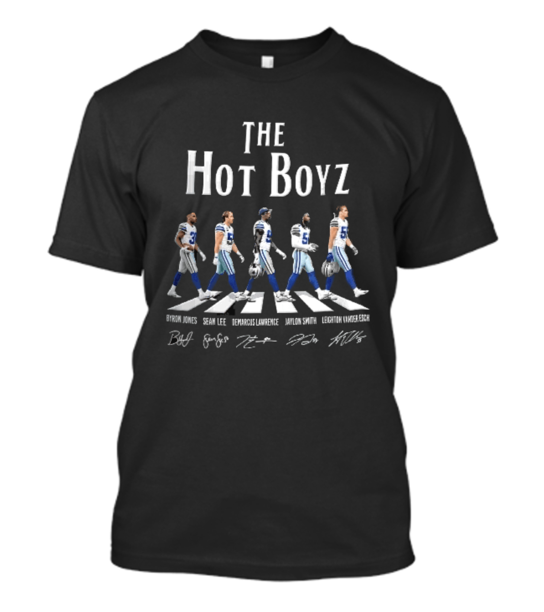 The Hot Boyz Dallas Cowboys Byron Jones Sean Lee Abbey Road Crosswalk Player Roster T-Shirt
