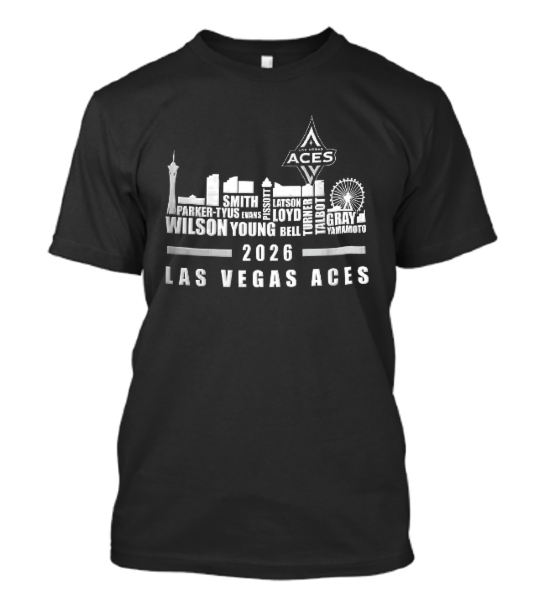 Las Vegas Aces WNBA 2026 City Skyline High Roller T-Shirt