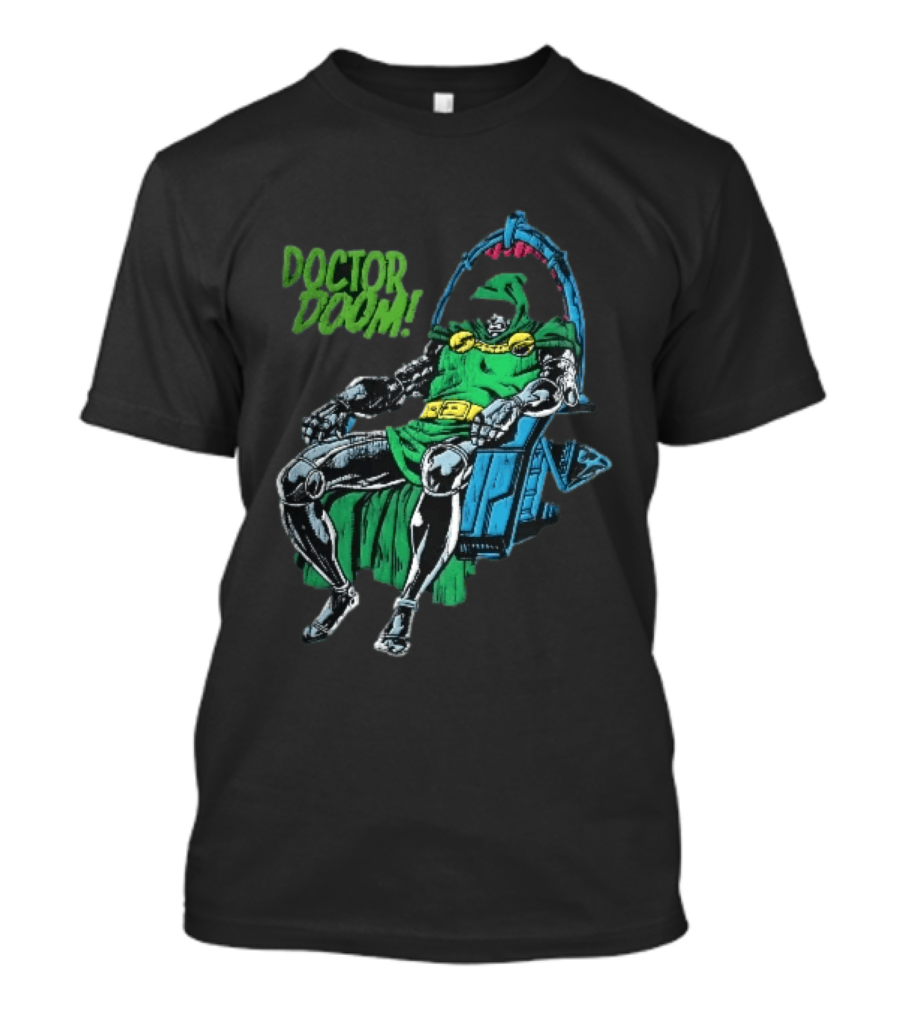 Doctor Doom Seated On Throne Distressed Comic T-Shirt