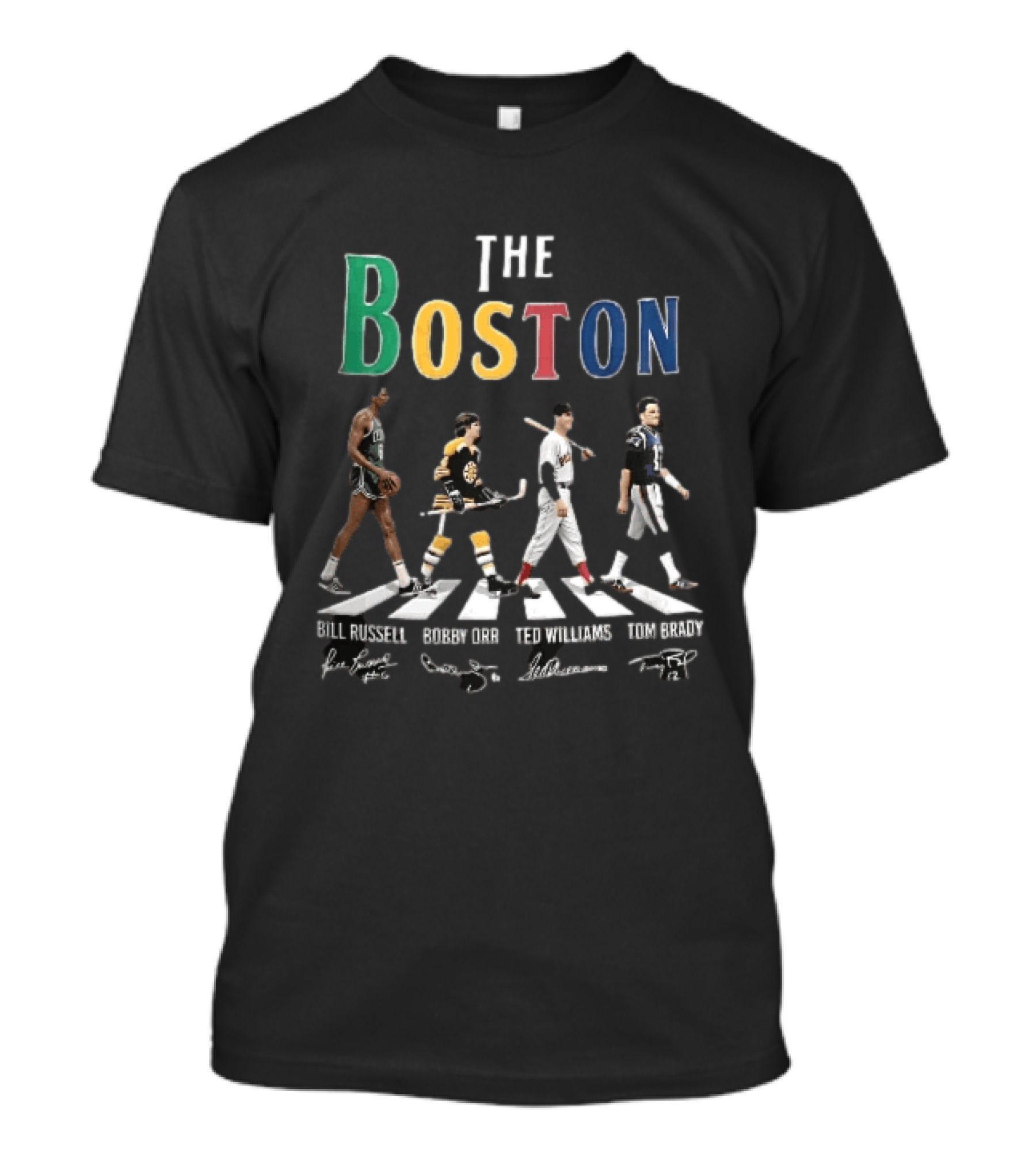 The Boston Bill Russell Bobby Orr Ted Williams Tom Brady Abbey Road Crosswalk Sports Legends T-Shirt