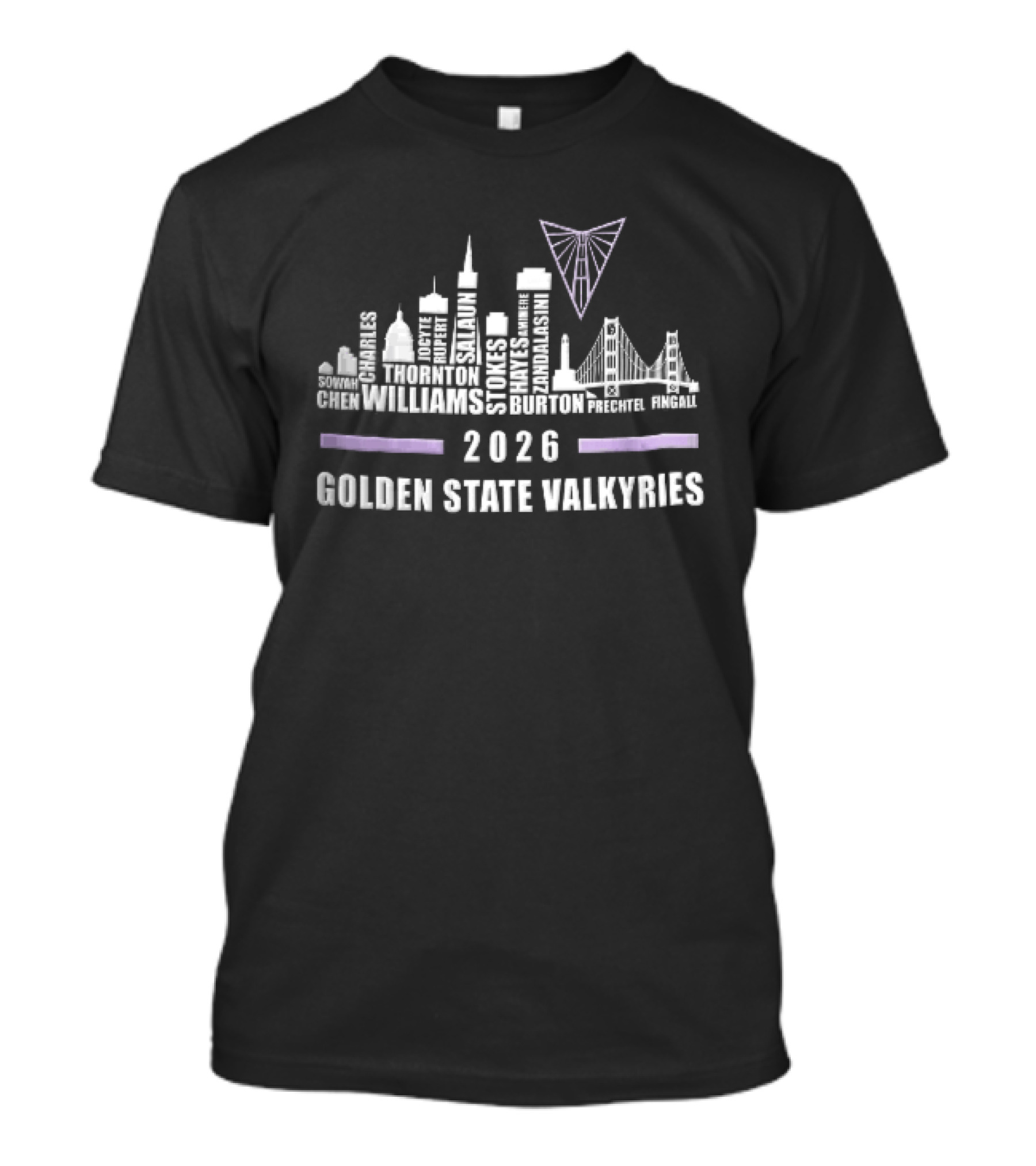 Golden State Valkyries 2026 San Francisco Skyline Bridge WNBA Sowah Chen T-Shirt