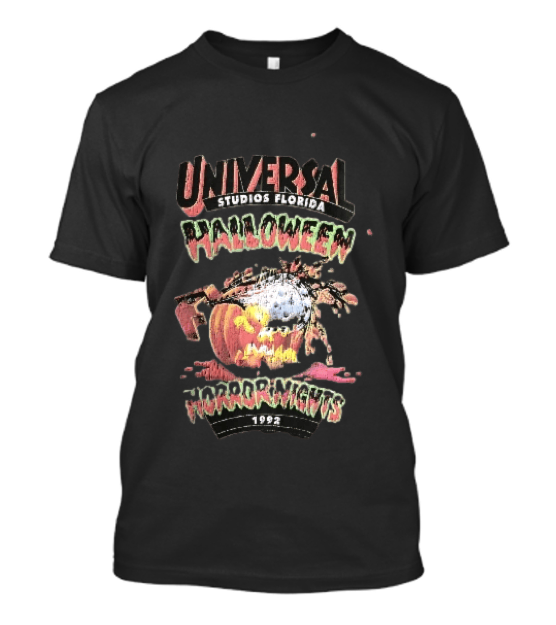 Universal Studios Florida Halloween Horror Nights 1992 Chainsaw Flaming Jack O Lantern T-Shirt
