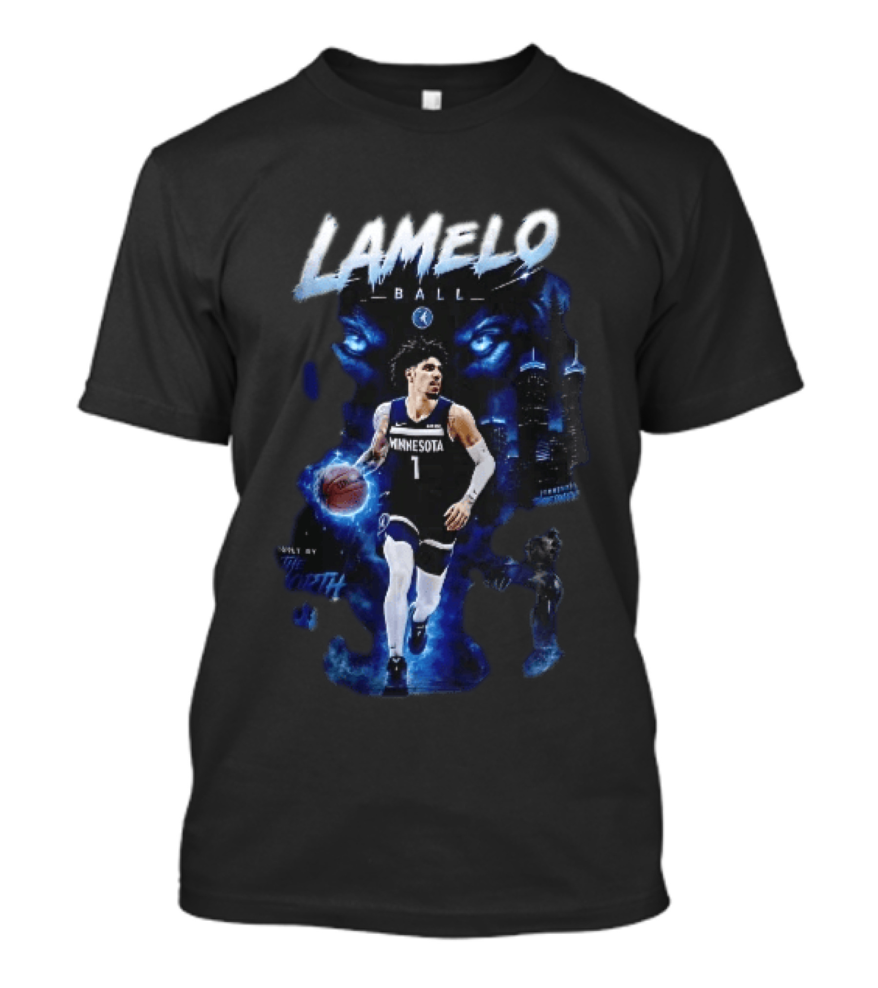 Minnesota Timberwolves Built By The North Lamelo Ball Dribbling Glowing Eyes Skyline T-Shirt