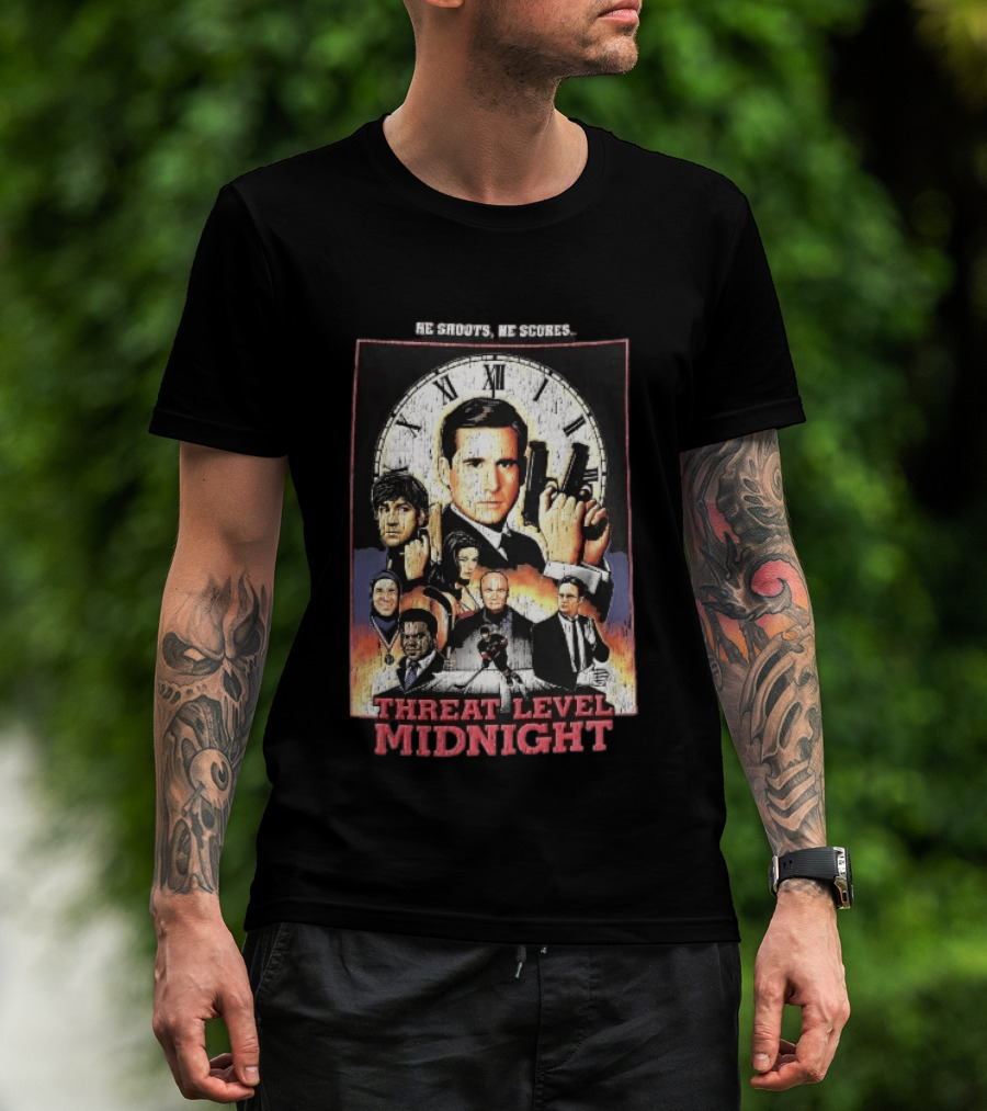 He Shoots He Scores Threat Level Midnight Movie Characters Collage Distressed T-Shirt