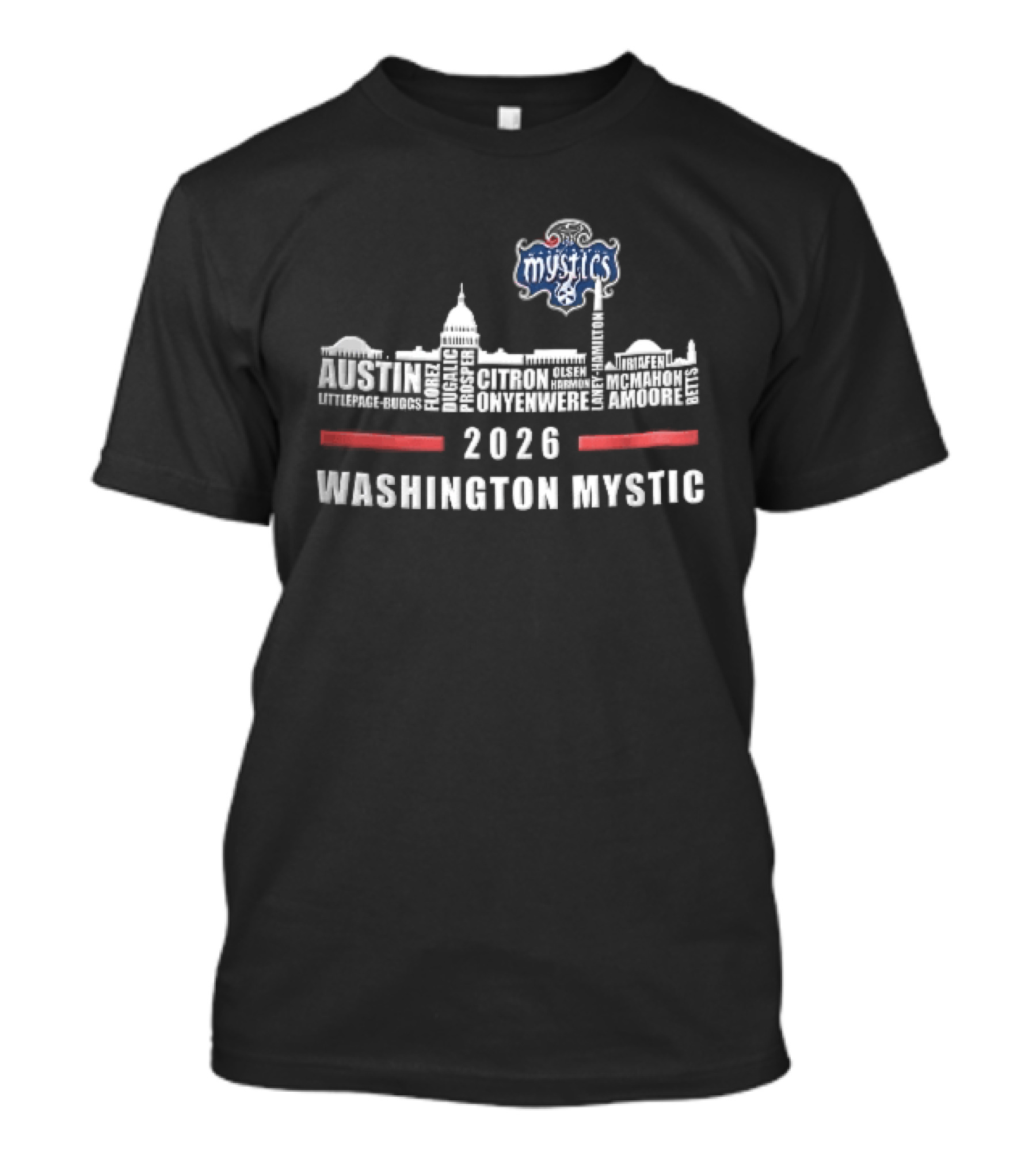 Washington Mystics 2026 Skyline Mystic Austin Littlepage Buggs Roster T-Shirt