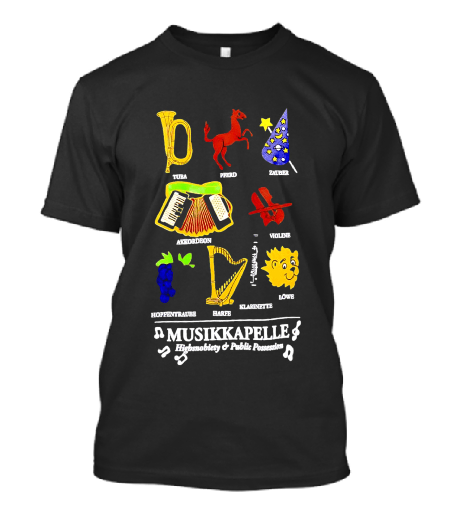 Musikkapelle Highsnobiety And Public Possession Tuba Speed Zauber Akkordeon Wolke Hopfentruabe Harfe Klarinet Löwe T-Shirt
