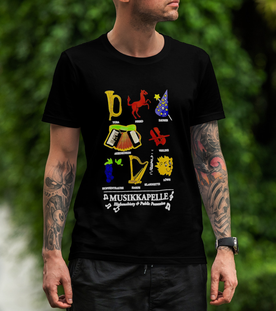 Musikkapelle Highsnobiety And Public Possession Tuba Speed Zauber Akkordeon Wolke Hopfentruabe Harfe Klarinet Löwe T-Shirt