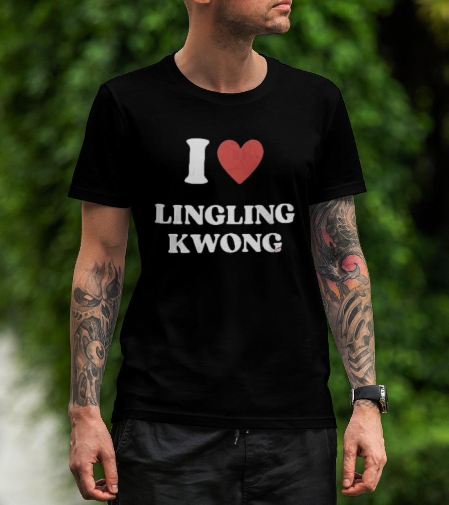 I Love Lingling Kwong Red Heart White Black T-Shirt