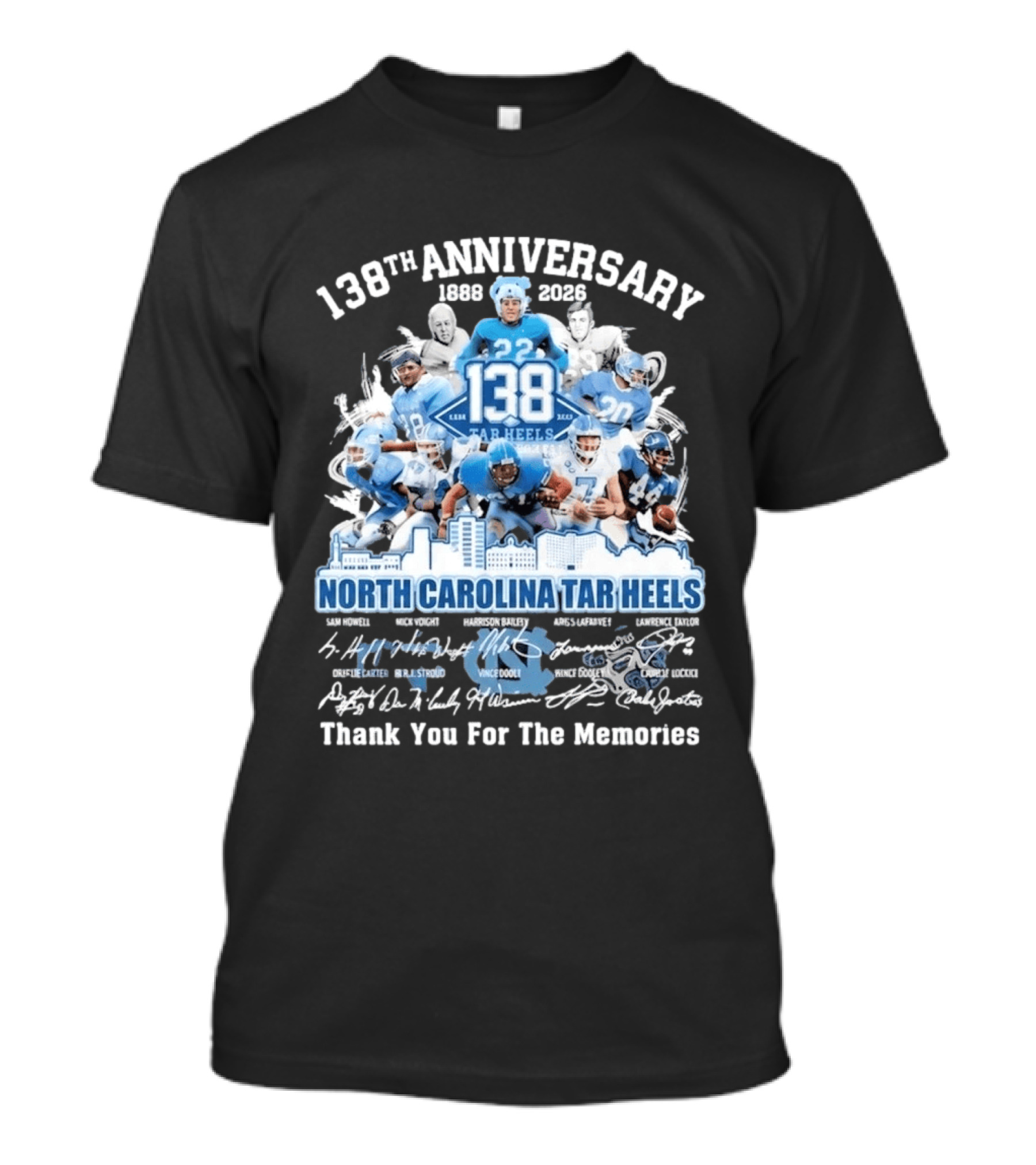 138th Anniversary 1888 2026 North Carolina Tar Heels Thank You For The Memories T-Shirt