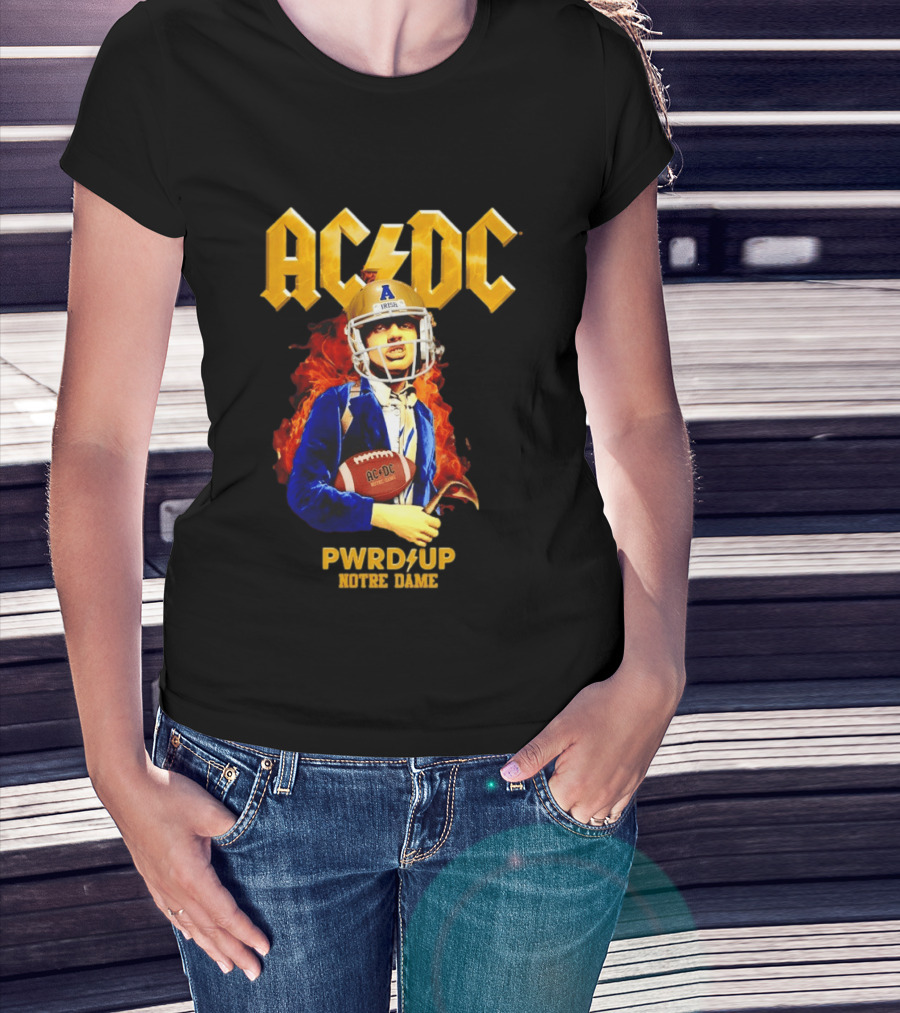 ACDC PWR UP Notre Dame Irish Football T-Shirt