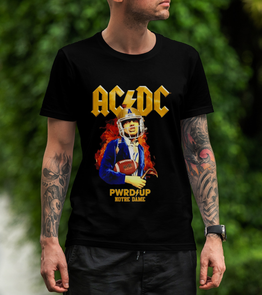 ACDC PWR UP Notre Dame Irish Football T-Shirt