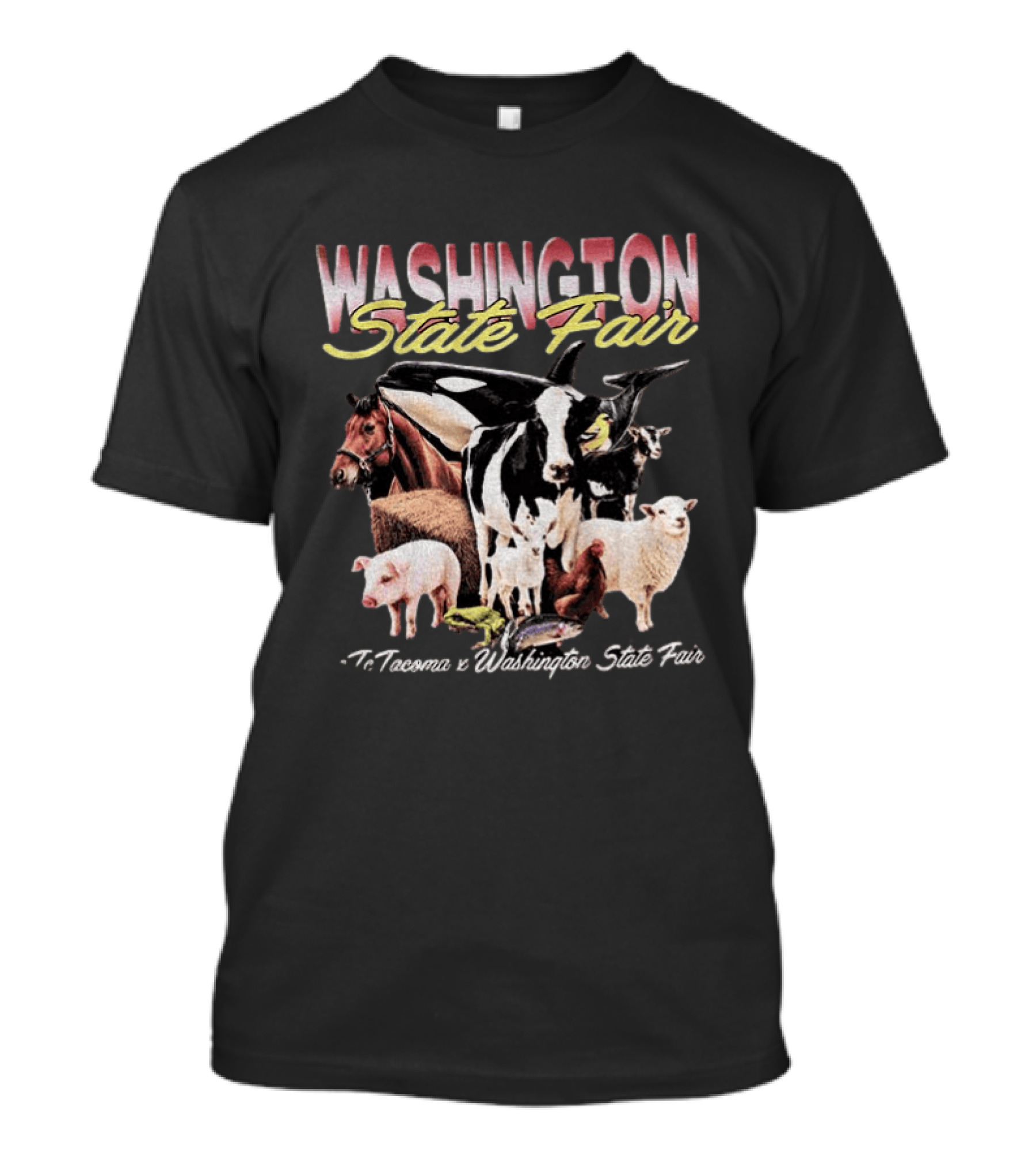 Washington State Fair Puyallup Tacoma Orca Cow Horse Sheep Pig Chicken Goat Frog Fish T-Shirt