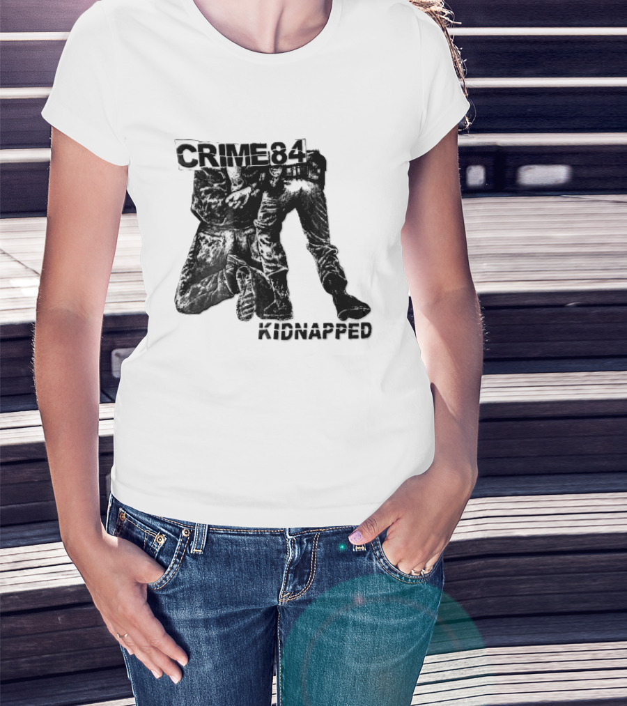 Crime 84 Kidnapped Kneeling Handcuffed Person Police Officer Sketch T-Shirt