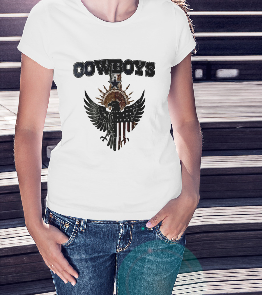 Dallas Cowboys American Mexican Flag Eagle Star Aztec Calendar T-Shirt