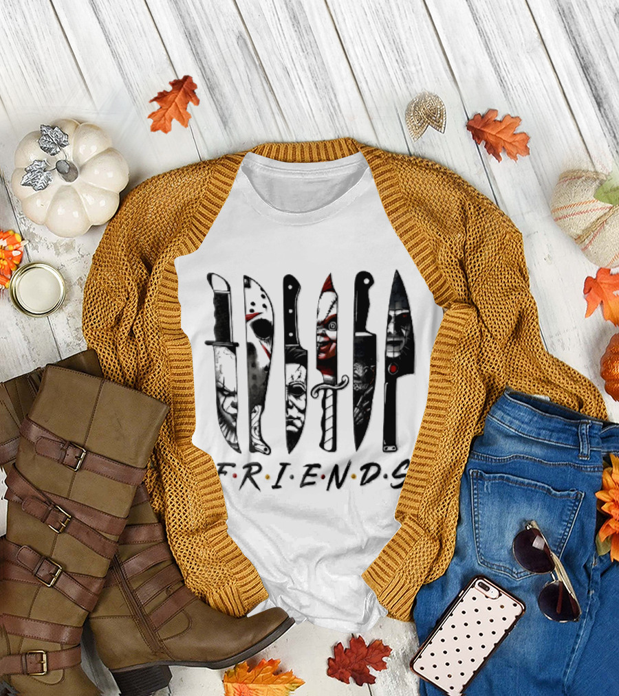 Friends Horror Movie Villains Knife Blades T-Shirt