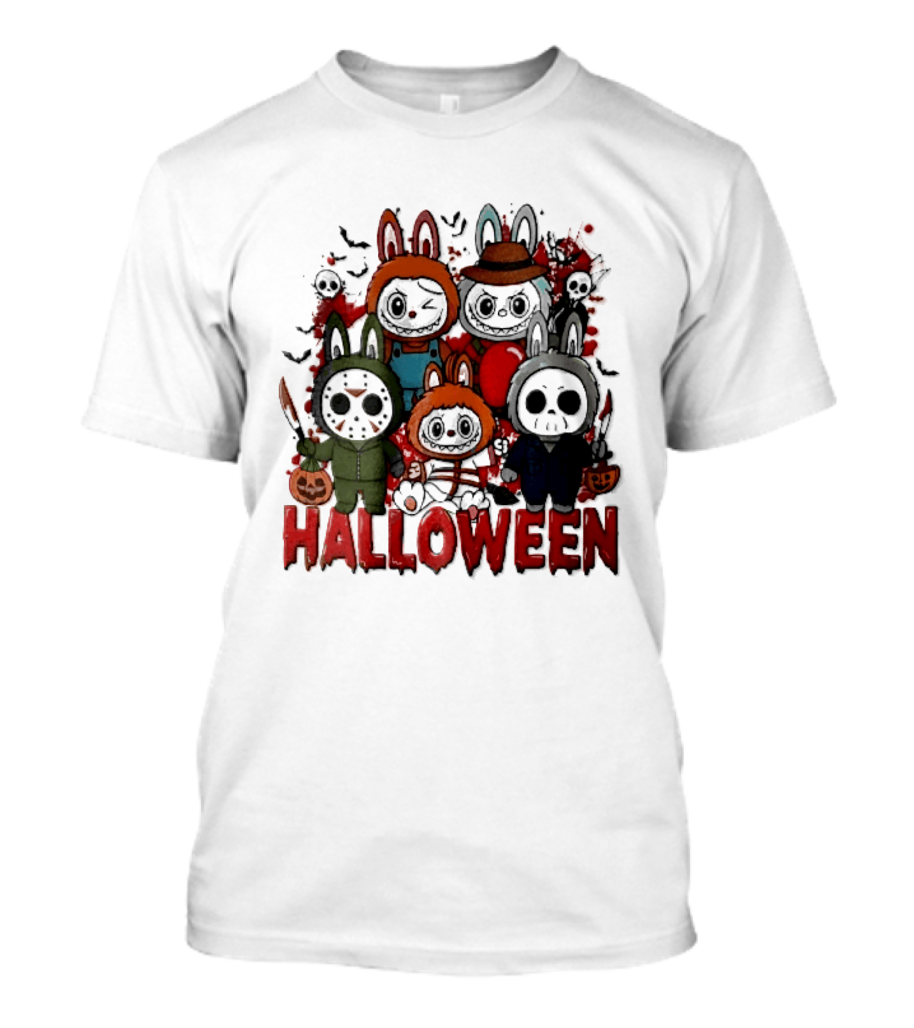Halloween Cartoon Bunny Horror Characters Costumes Scary Masks T-Shirt